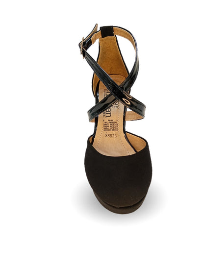 Sandalia Casual de moda con tacón alto Lady Christian 885 Ante Negro para mujer