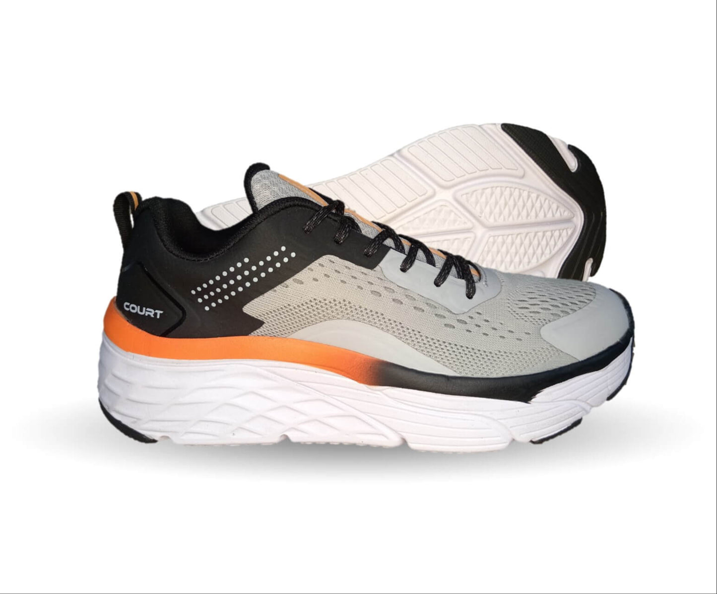 Tenis Deportivo Court 1102 Gris/Naranja Unisex para hombre y mujer