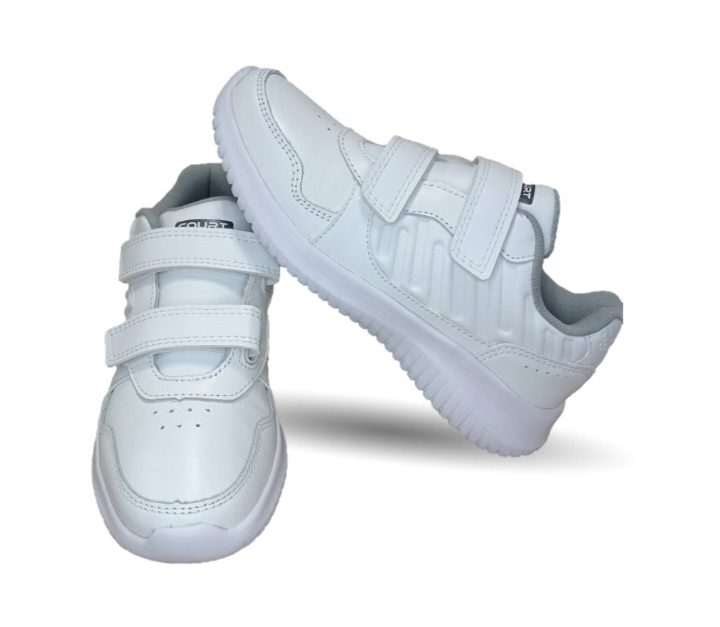 Tenis Deportivo y Escolar de piel Court 3974 Blanco/Blanco Unisex para joven, niño y niña