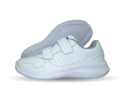 Tenis Deportivo y Escolar de piel Court 3974 Blanco/Blanco Unisex para joven, niño y niña