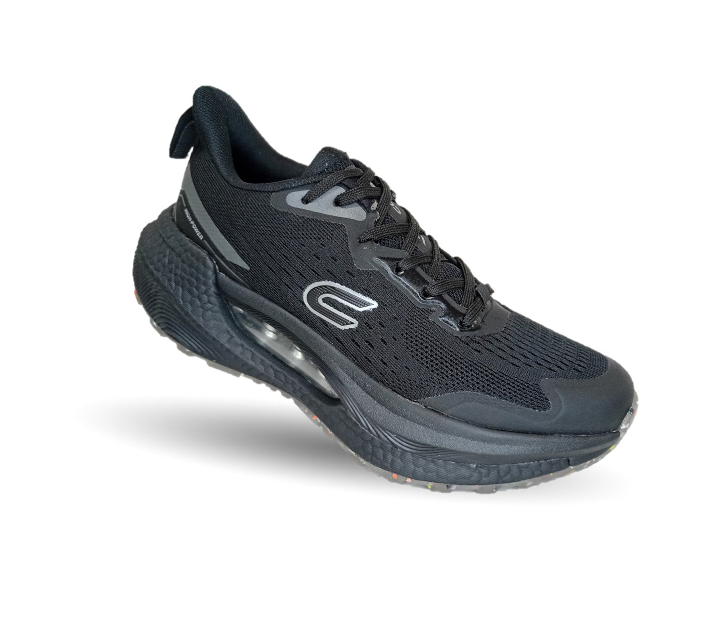 Tenis Deportivo con burbuja de aire y malla transpirable Court 483 Negro/Negro para mujer