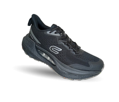 Tenis Deportivo con burbuja de aire y malla transpirable Court 483 Negro/Negro para mujer