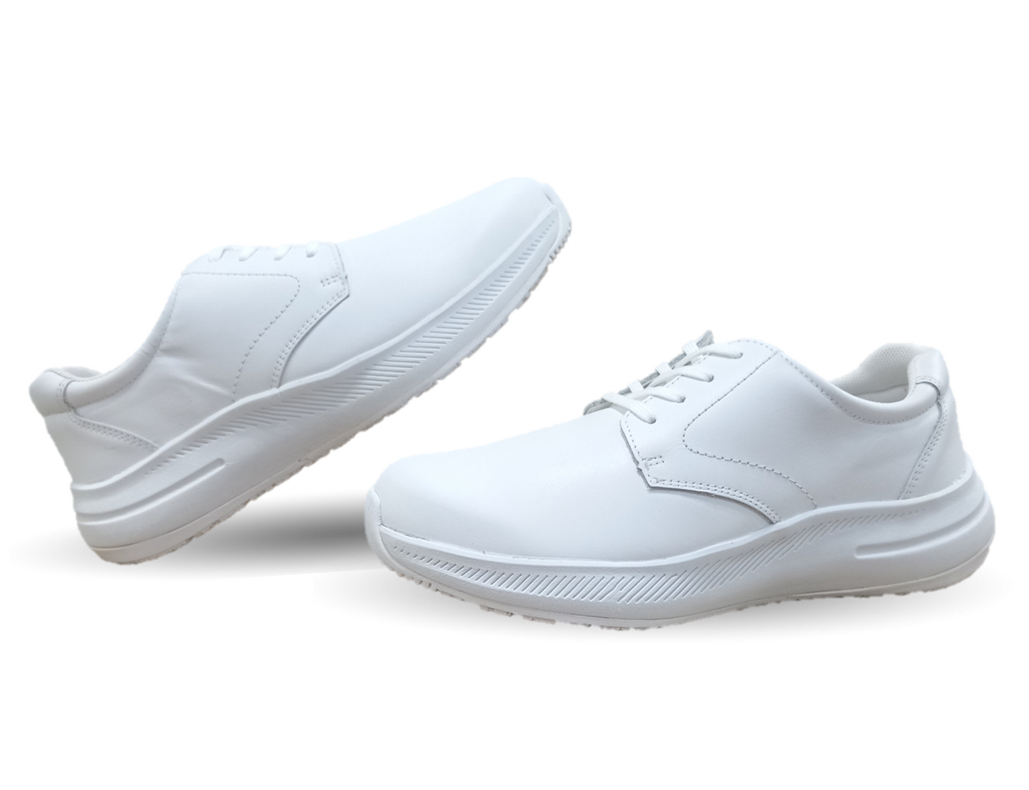 Zapato de Confort y Servicio de piel con suela extra antiderrapante Court 7181 Blanco para hombre