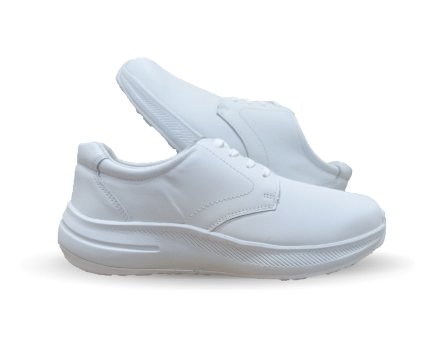 Zapato de Confort y Servicio de piel con suela extra antiderrapante Court 7181 Blanco para hombre