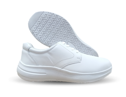 Zapato de Confort y Servicio de piel con suela extra antiderrapante Court 7181 Blanco para hombre