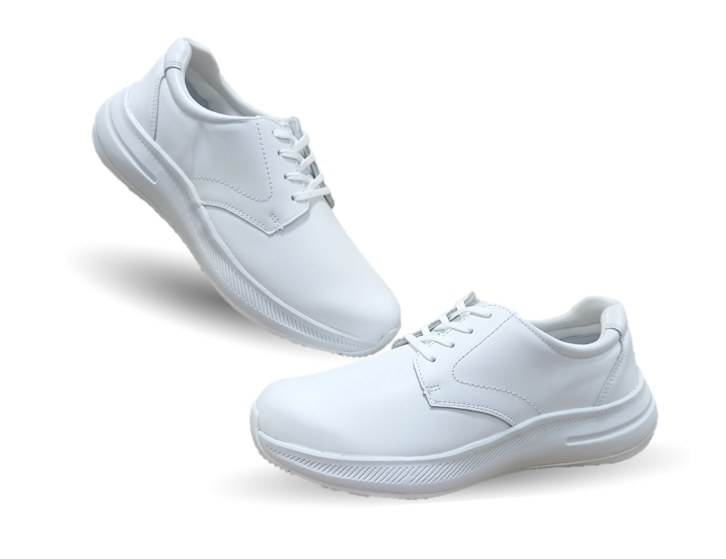 Zapato de Confort y Servicio de piel con suela extra antiderrapante Court 7181 Blanco para hombre
