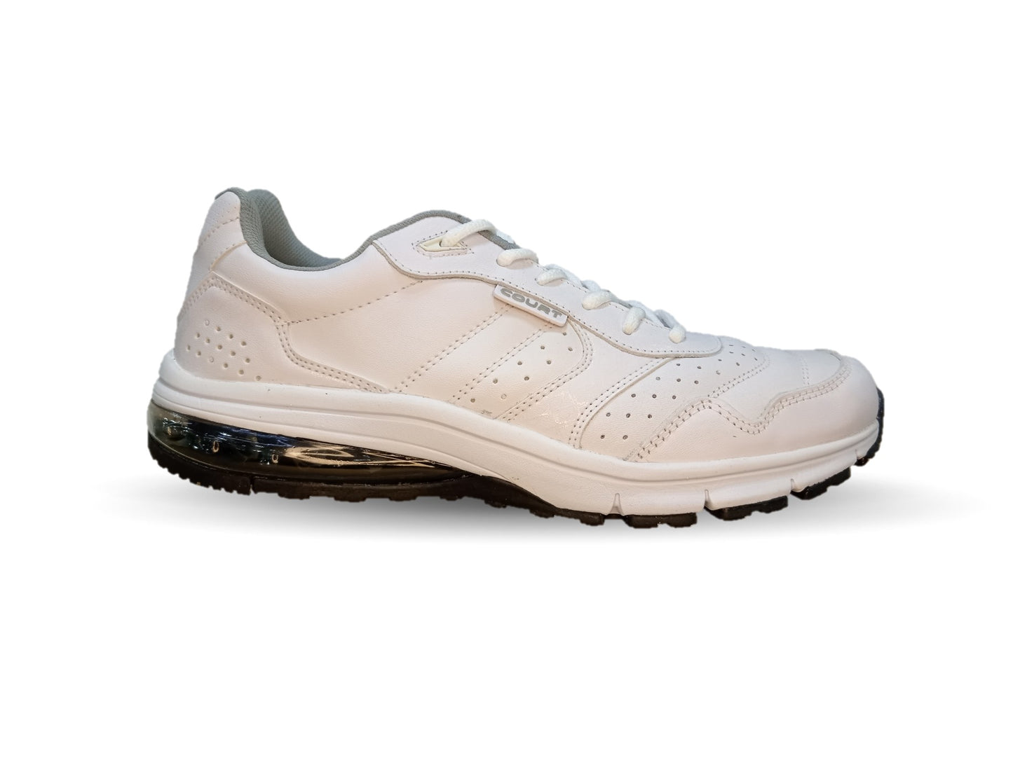 Tenis Deportivo y Escolar de piel con burbuja de aire Court 7726 Blanco/Blanco Unisex para joven, mujer y hombre
