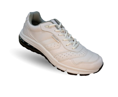 Tenis Deportivo y Escolar de piel con burbuja de aire Court 7726 Blanco/Blanco Unisex para joven, mujer y hombre