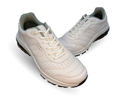 Tenis Deportivo y Escolar de piel con burbuja de aire Court 7726 Blanco/Blanco Unisex para joven, mujer y hombre