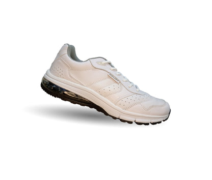Tenis Deportivo y Escolar de piel con burbuja de aire Court 7726 Blanco/Blanco Unisex para joven, mujer y hombre