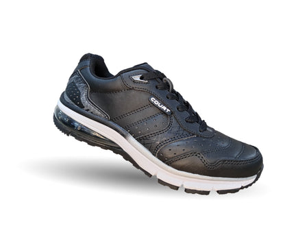 Tenis Deportivo de piel con burbuja de aire Court 7726 Negro/Plata Unisex para mujer y hombre