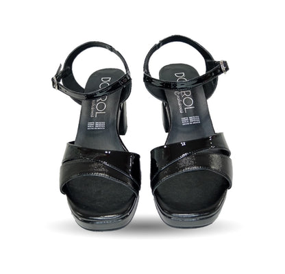 Sandalia con tacón medio D' Carol 5512 Charol Negro/Napa Negro para mujer