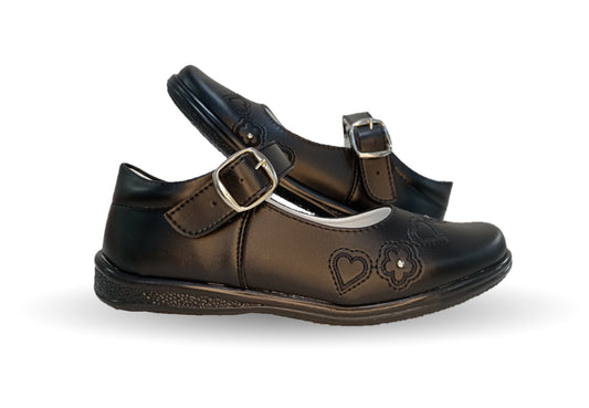Zapato Escolar y Casual con hebilla Dulce Cereza 611 Negro para niña