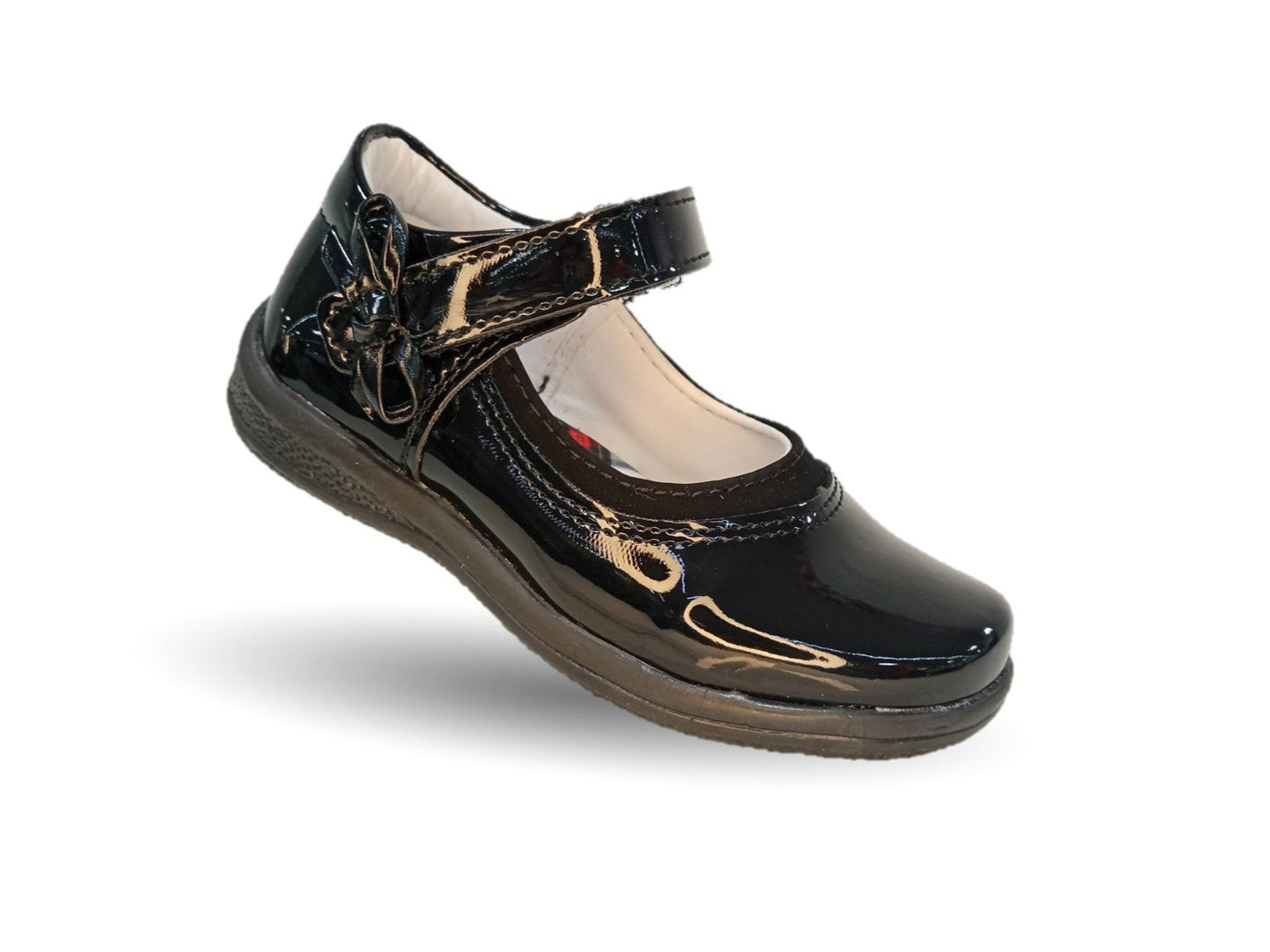 Zapato Escolar y Casual con contactel Dulce Cereza 638 Charol Negro para niña