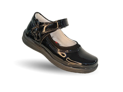 Zapato Escolar y Casual con contactel Dulce Cereza 638 Charol Negro para niña