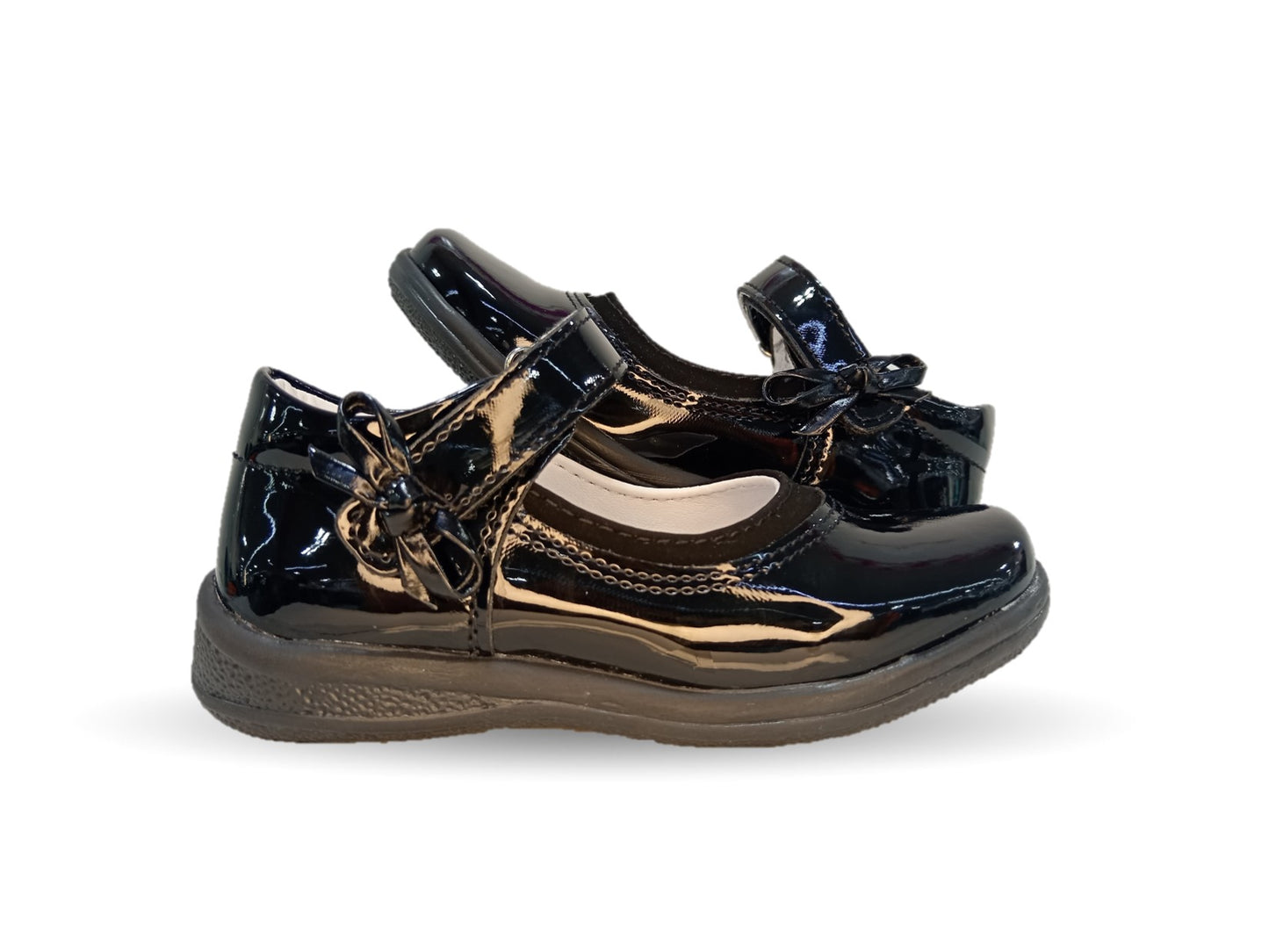 Zapato Escolar y Casual con contactel Dulce Cereza 638 Charol Negro para niña