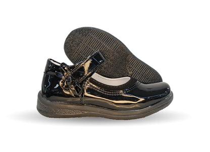 Zapato Escolar y Casual con contactel Dulce Cereza 638 Charol Negro para niña