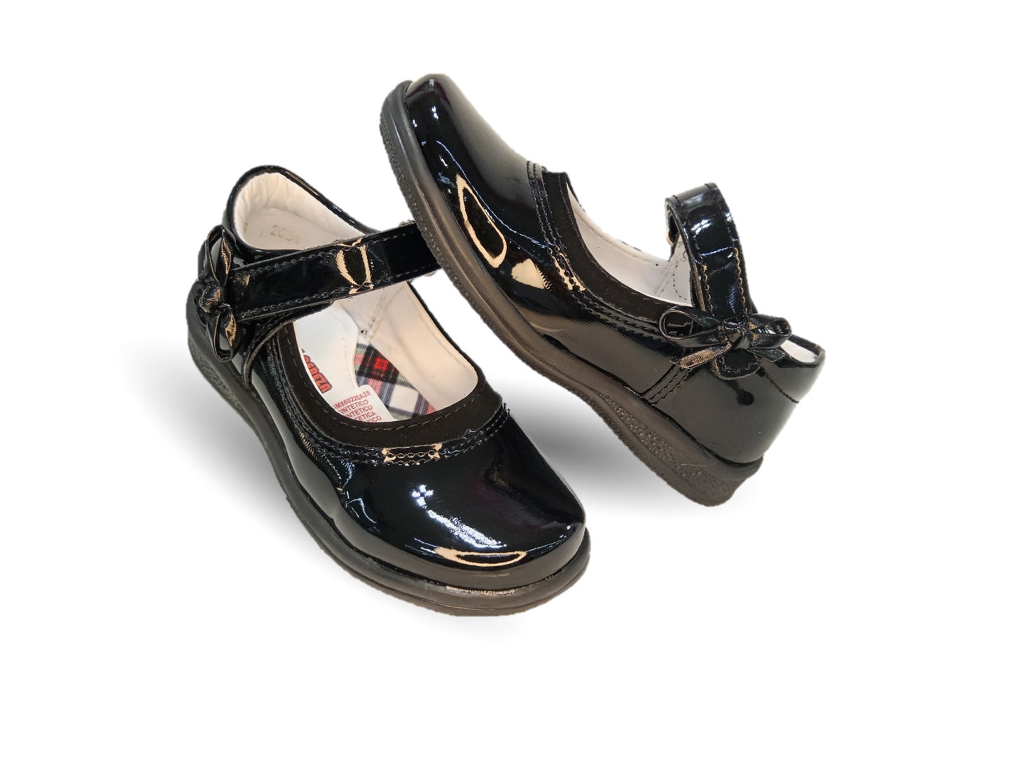 Zapato Escolar y Casual con contactel Dulce Cereza 638 Charol Negro para niña