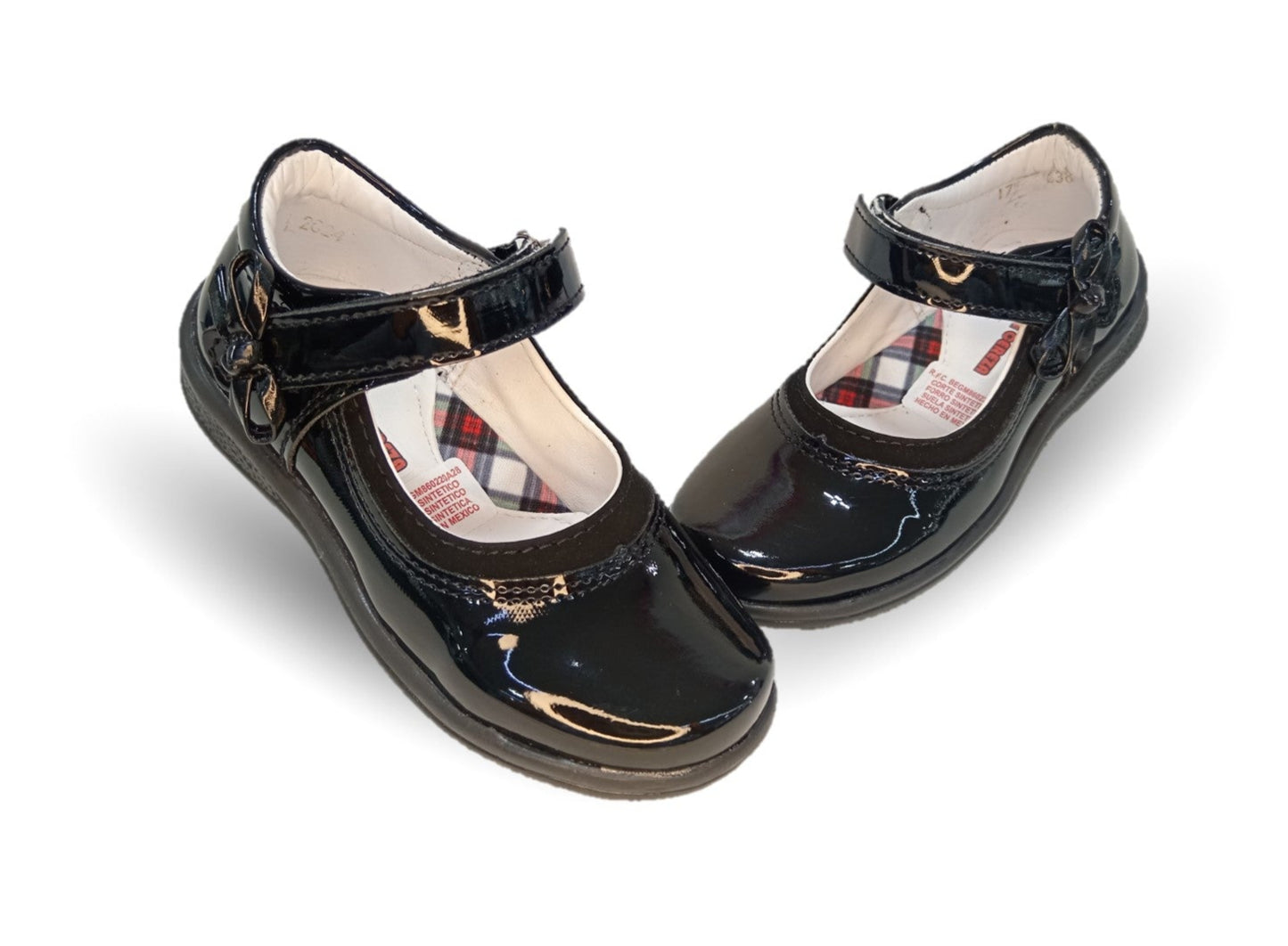 Zapato Escolar y Casual con contactel Dulce Cereza 638 Charol Negro para niña
