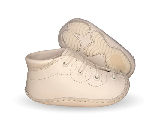 Zapatos para bebé de piel con agujetas Delin Kids 125 Blanco Unisex para niño y niña