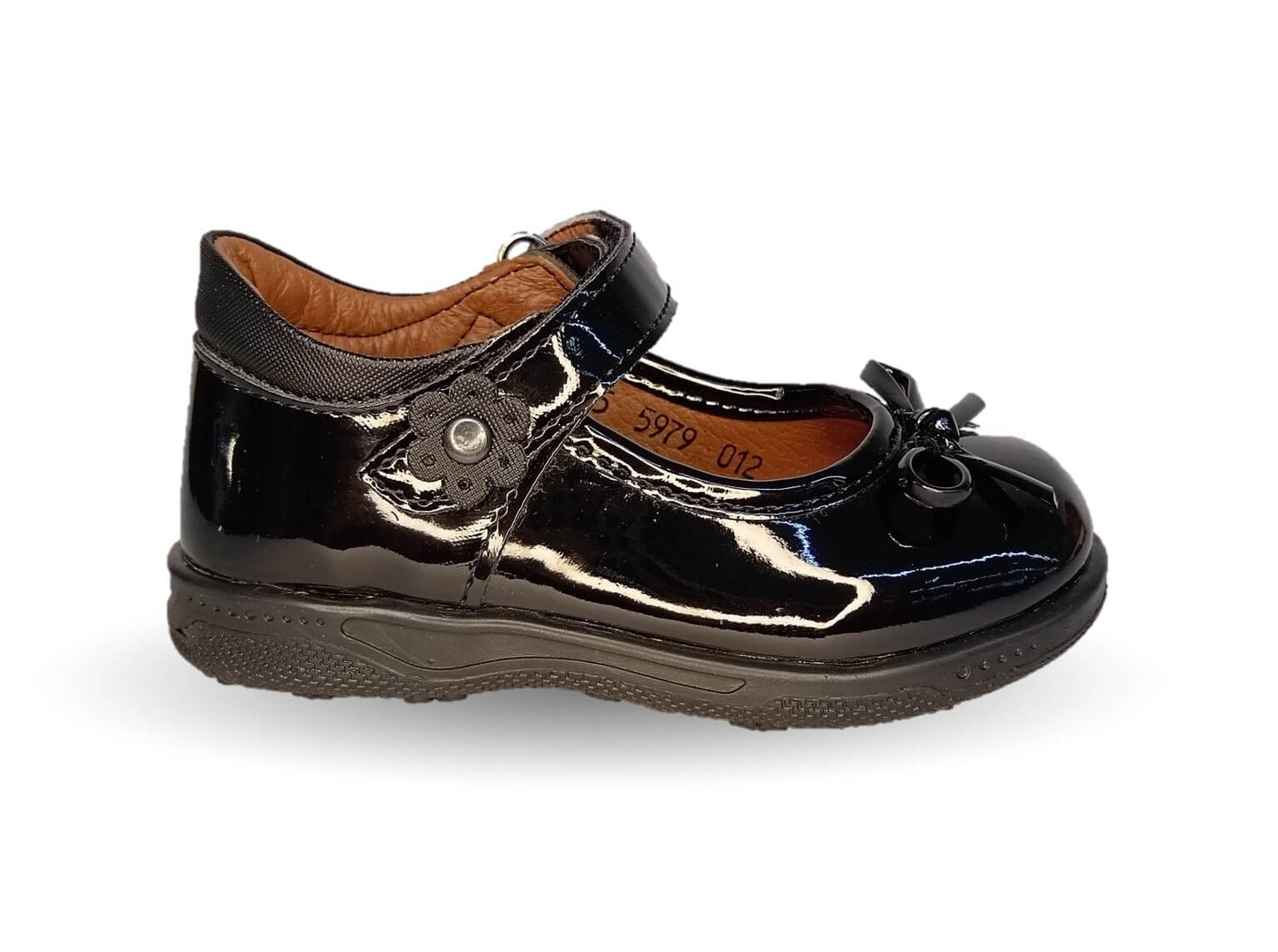 Zapato Escolar y Casual Delin Kids 12 Charol Negro para niña