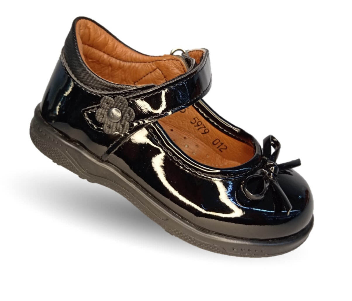Zapato Escolar y Casual Delin Kids 12 Charol Negro para niña