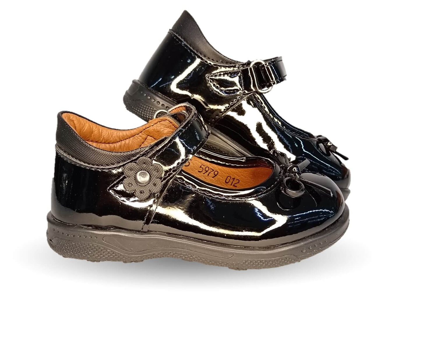 Zapato Escolar y Casual Delin Kids 12 Charol Negro para niña