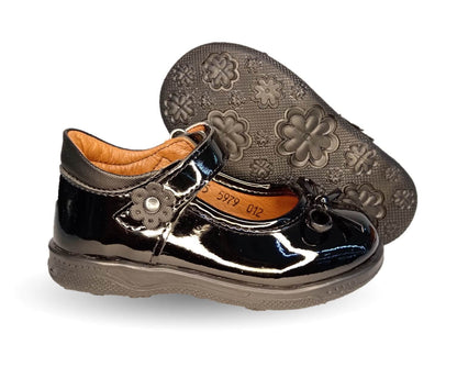 Zapato Escolar y Casual Delin Kids 12 Charol Negro para niña
