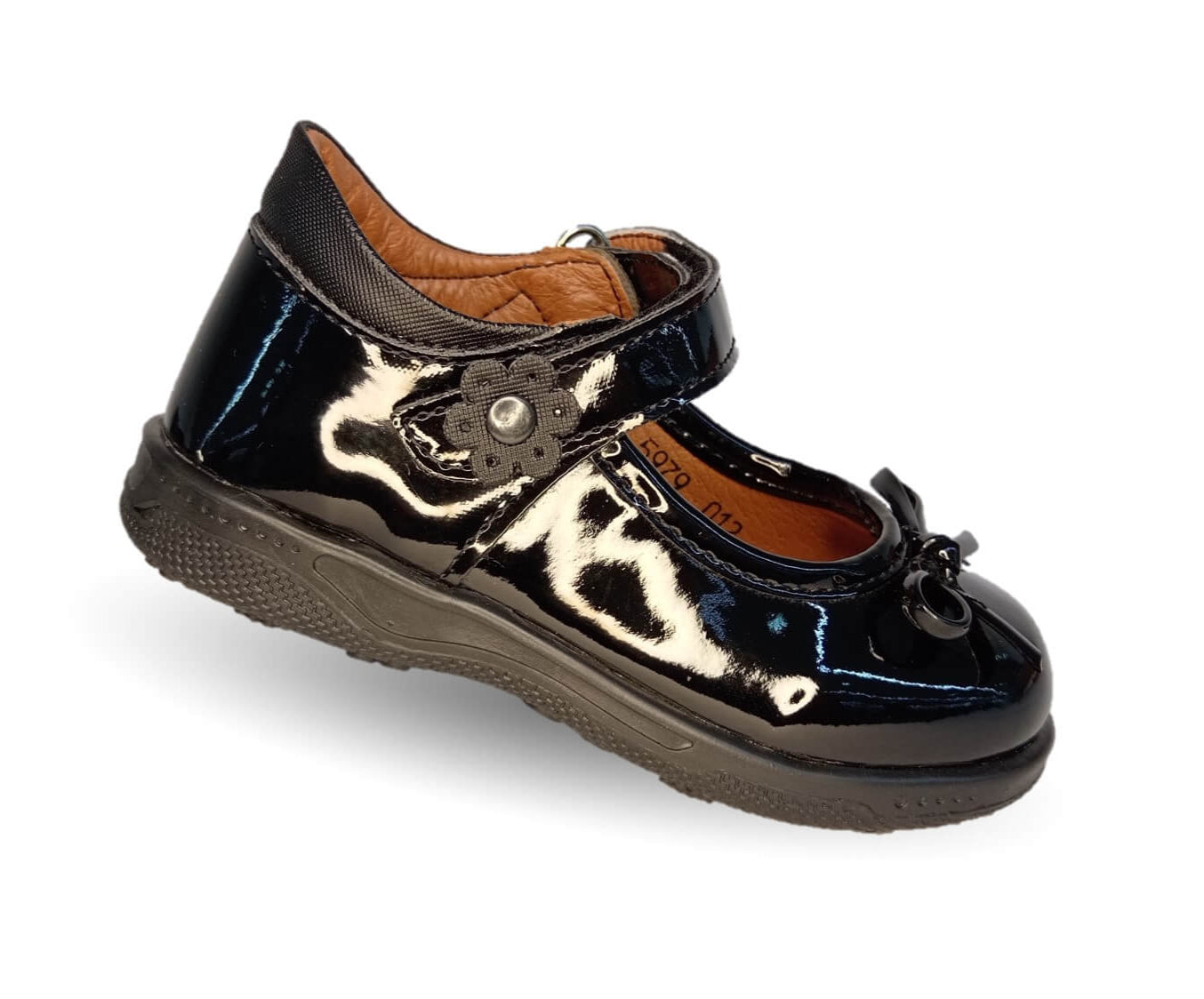 Zapato Escolar y Casual Delin Kids 12 Charol Negro para niña