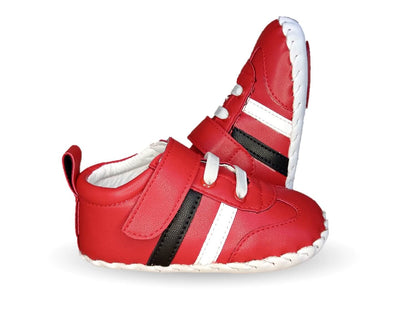 Zapatos para bebé de piel con agujetas Delin Kids 166 Rojo/Blanco/Negro para niño