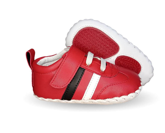 Zapatos para bebé de piel con agujetas Delin Kids 166 Rojo/Blanco/Negro para niño