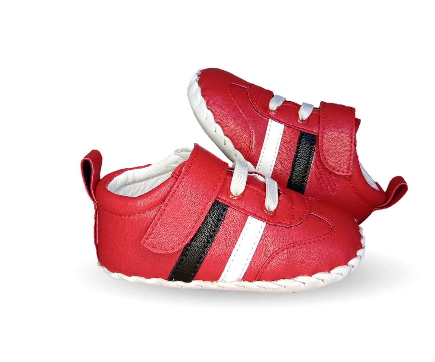 Zapatos para bebé de piel con agujetas Delin Kids 166 Rojo/Blanco/Negro para niño
