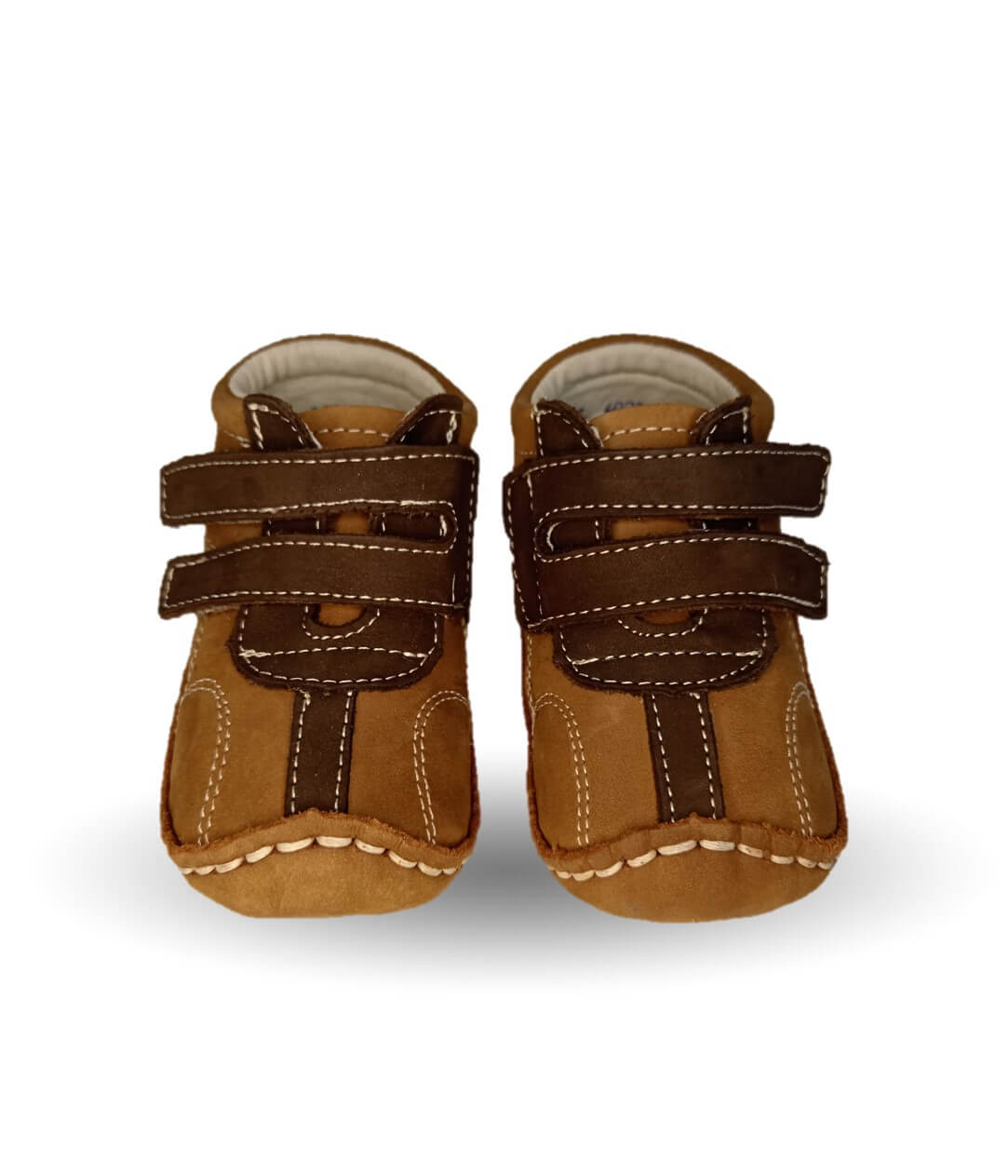Zapatos para bebé de piel con contactel Delin Kids 288 Nobuck Shedrón/Chocolate para niño