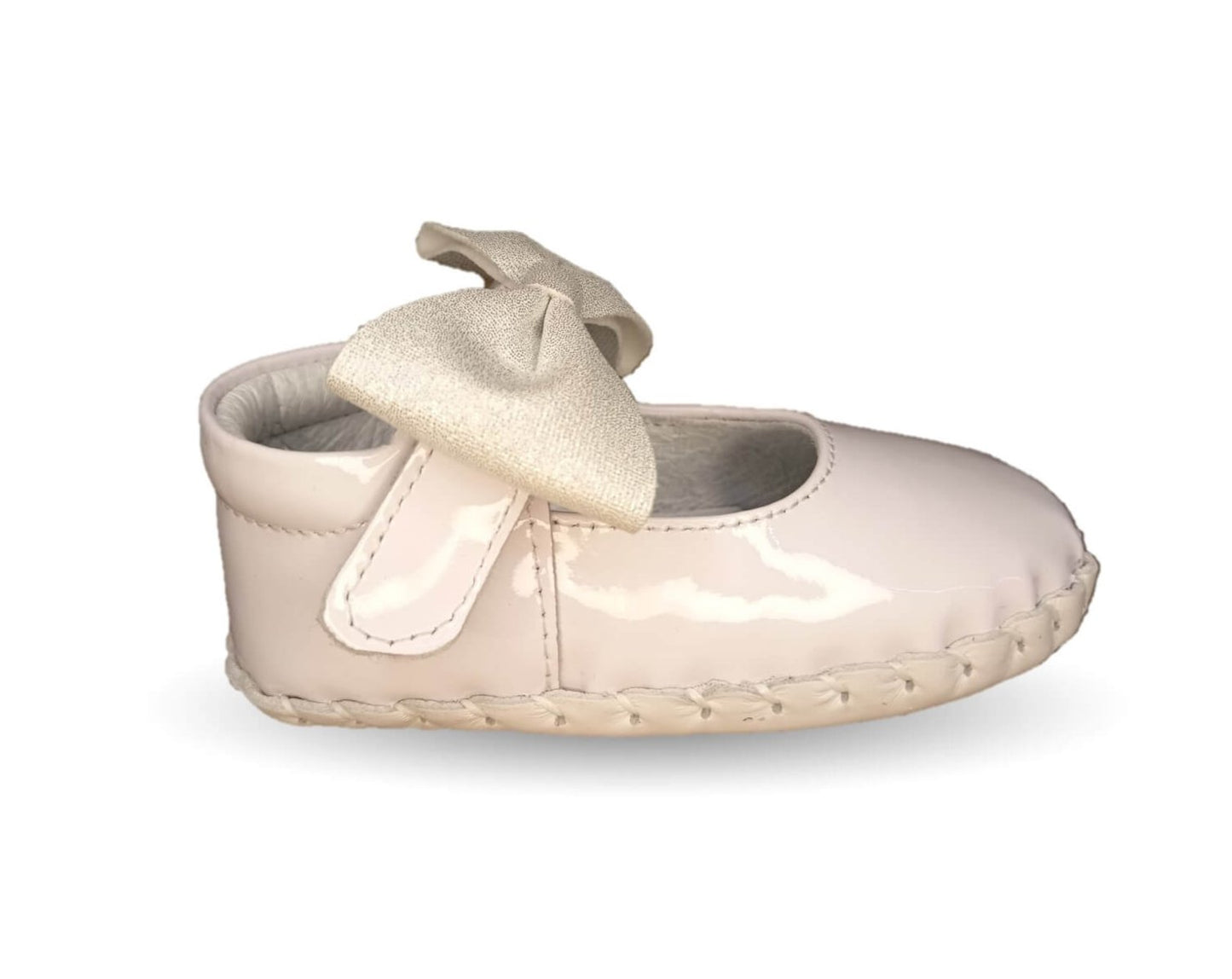Zapatos para bebé de piel con contactel Delin Kids 78 Charol Blanco/Plata para niña