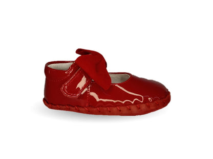 Zapatos para bebé de piel con contactel Delin Kids 78 Charol Rojo/Nobuck Rojo para niña