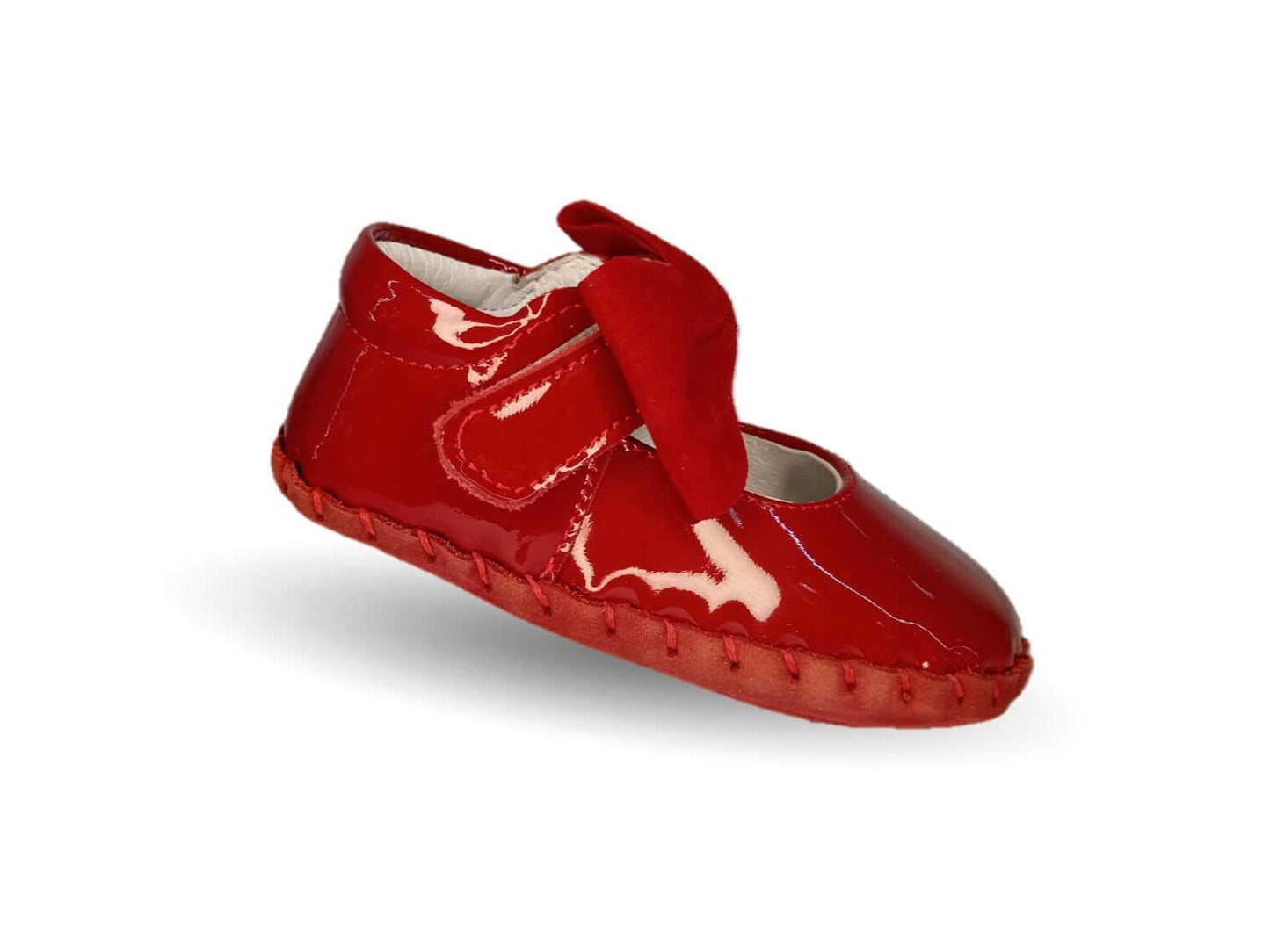 Zapatos para bebé de piel con contactel Delin Kids 78 Charol Rojo/Nobuck Rojo para niña