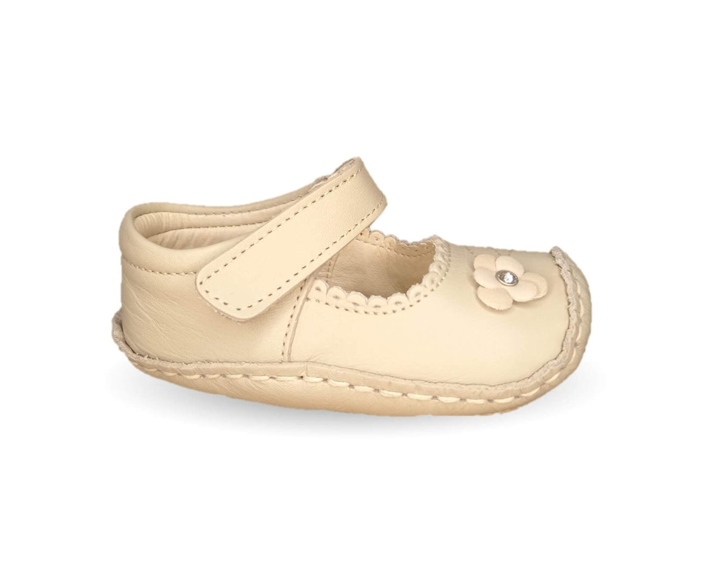 Zapatos para bebé de piel con contactel Delin Kids 80 Beige para niña