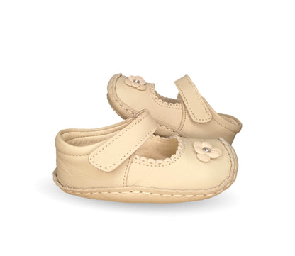 Zapatos para bebé de piel con contactel Delin Kids 80 Beige para niña