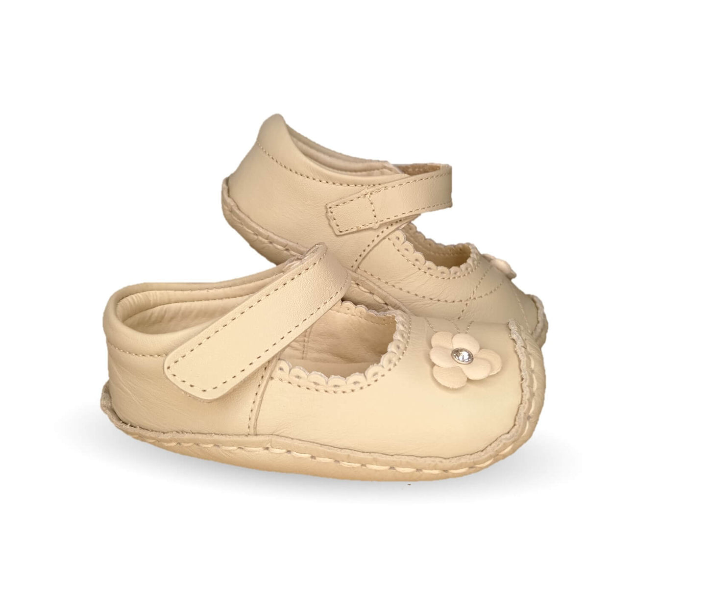 Zapatos para bebé de piel con contactel Delin Kids 80 Beige para niña