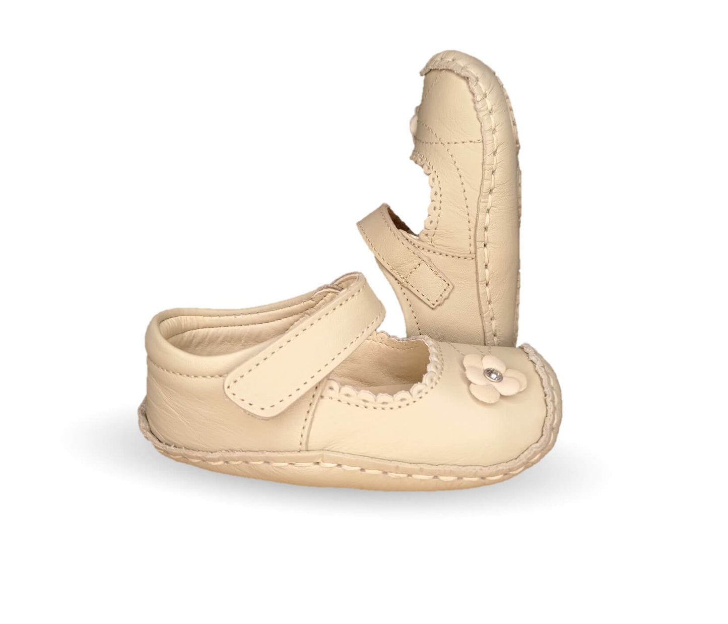 Zapatos para bebé de piel con contactel Delin Kids 80 Beige para niña