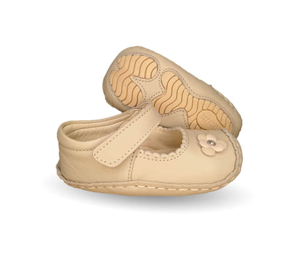 Zapatos para bebé de piel con contactel Delin Kids 80 Beige para niña