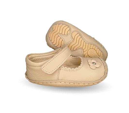 Zapatos para bebé de piel con contactel Delin Kids 80 Beige para niña
