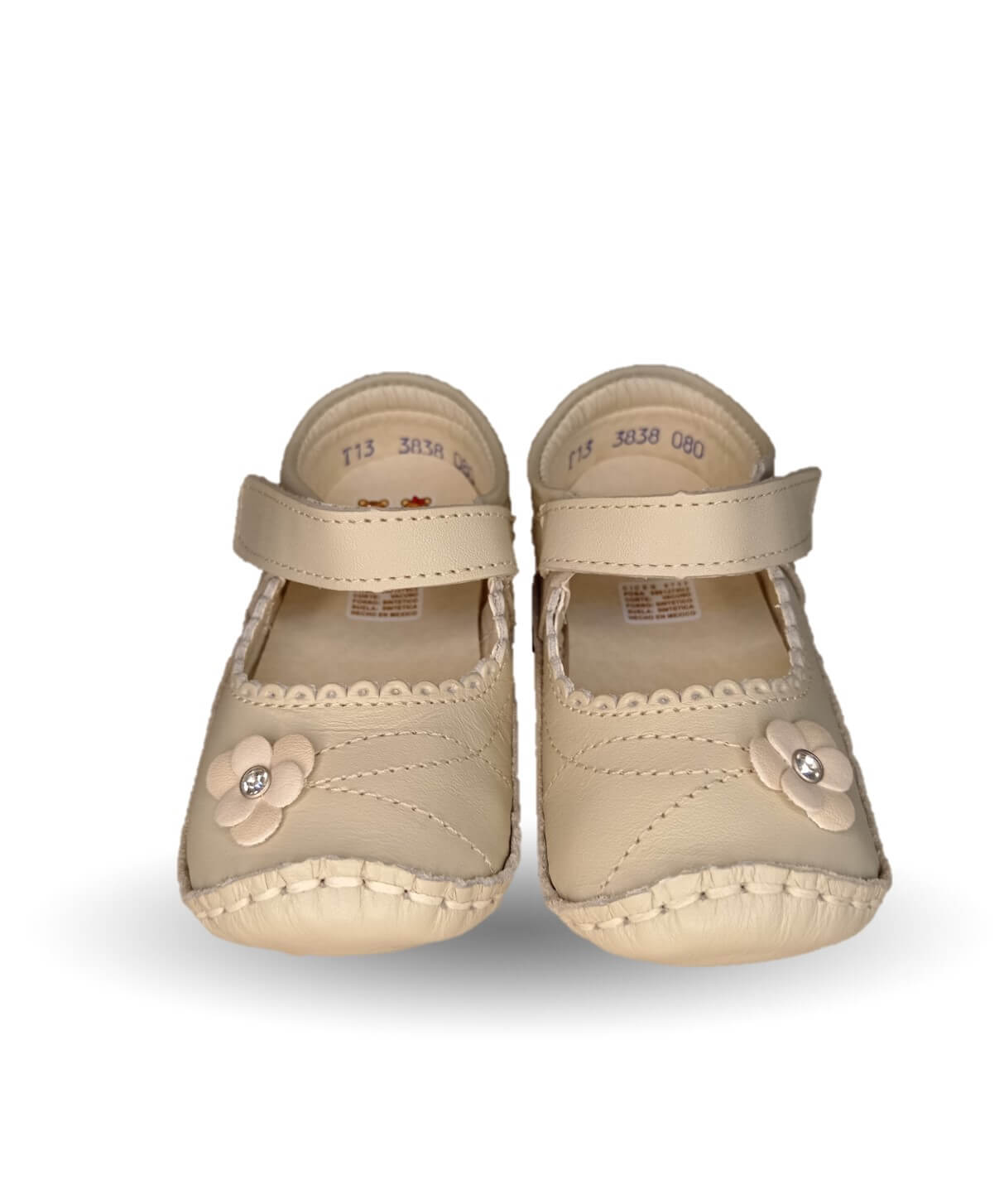 Zapatos para bebé de piel con contactel Delin Kids 80 Beige para niña