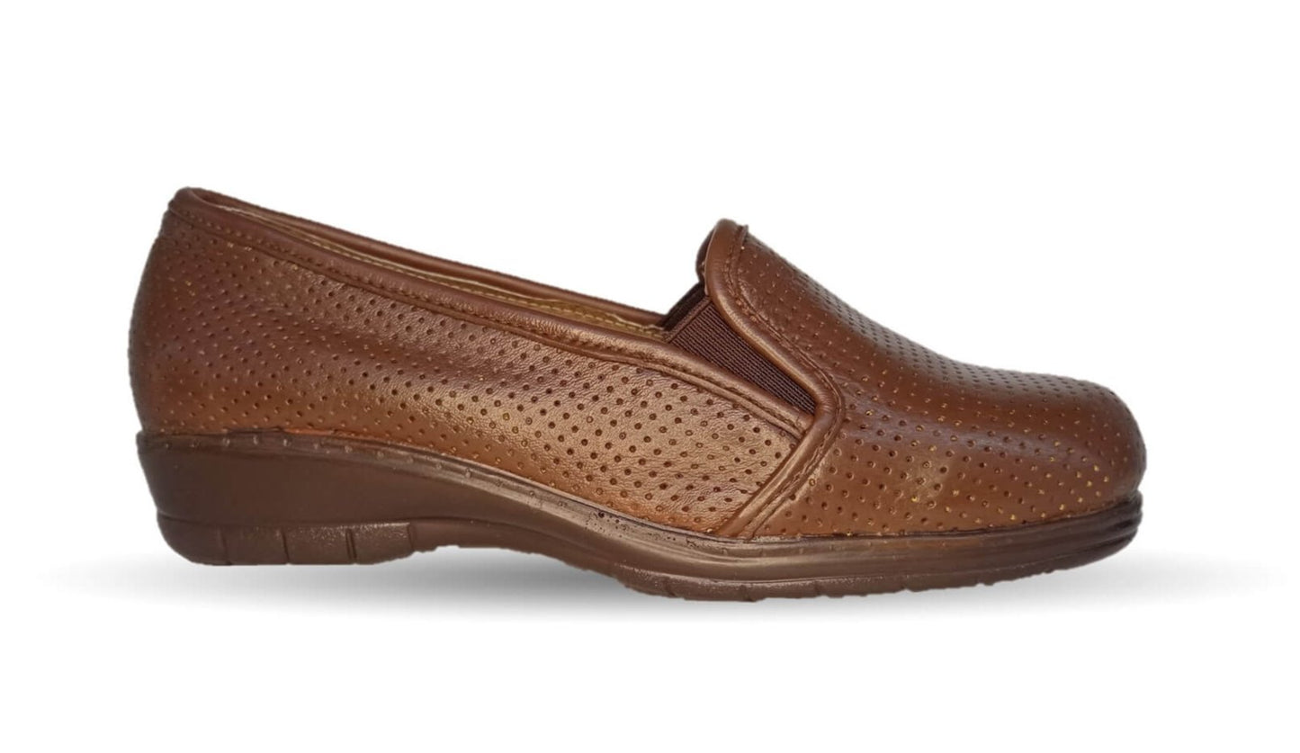 Zapato de Confort de piel bovino Dorothy Bell 382 Cogñac para mujer