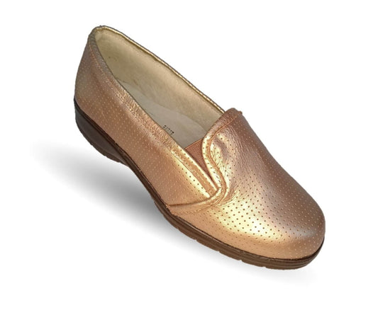 Zapato de Confort de piel bovino Dorothy Bell 382 Oro para mujer