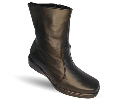 Bota de Confort y Casual de piel bovino con tacón medio con cierre interno Dorothy Bell 430 Negro para mujer