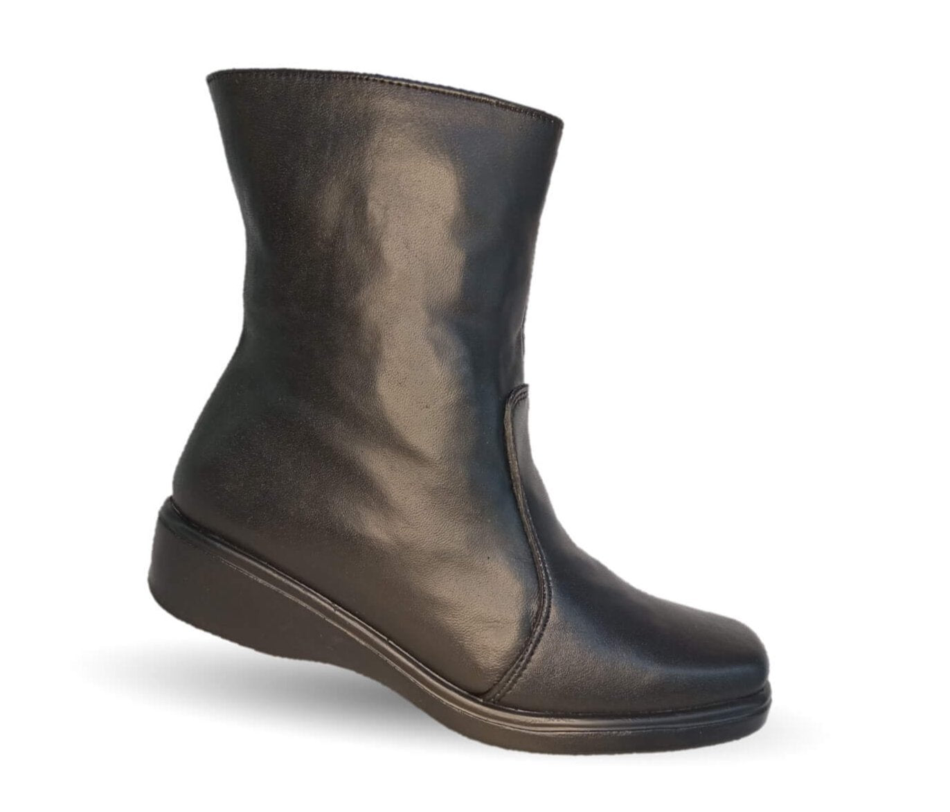 Bota de Confort y Casual de piel bovino con tacón medio con cierre interno Dorothy Bell 430 Negro para mujer