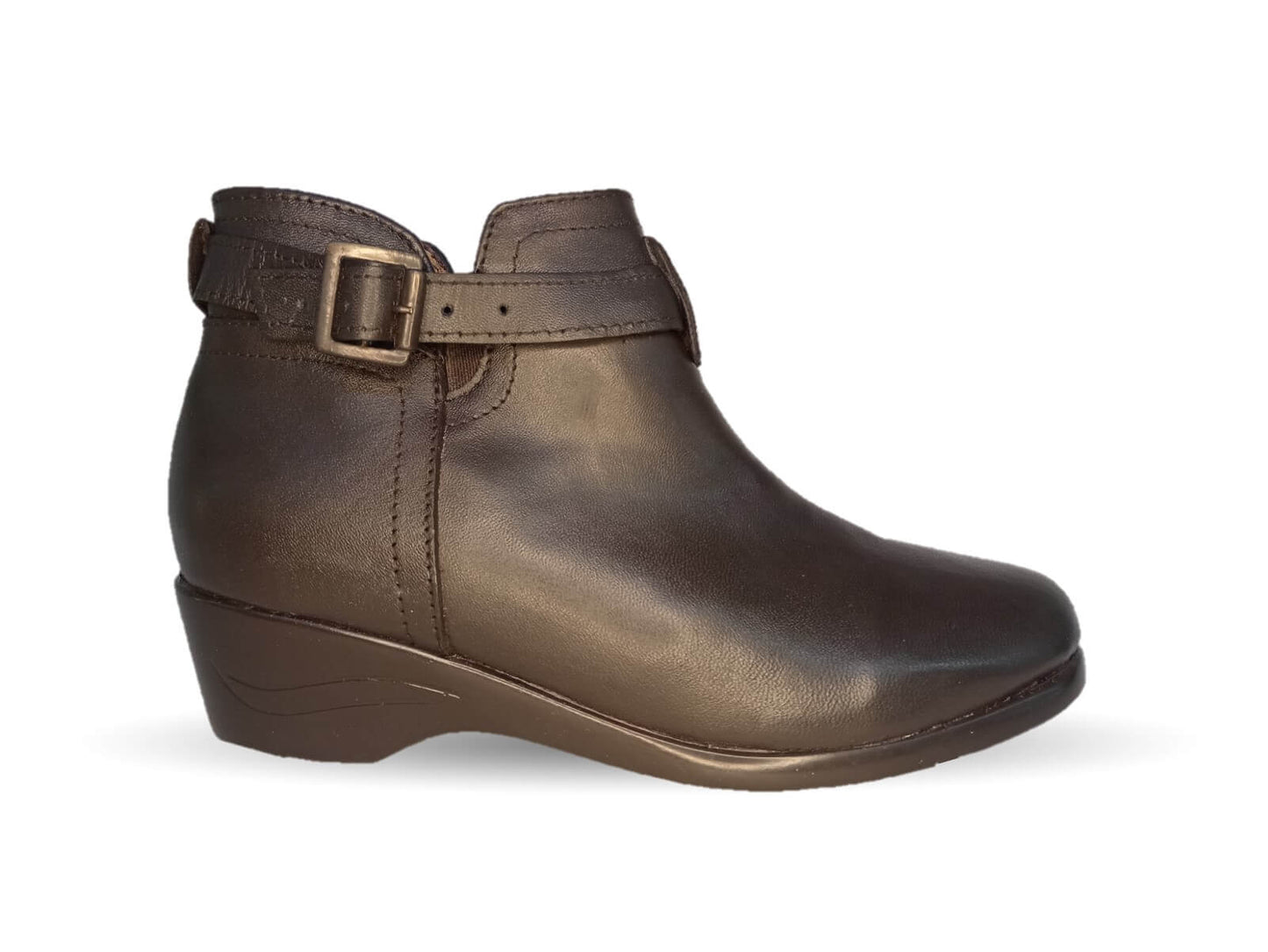 Bota de Confort y Casual de piel bovino con tacón medio con cierre interno Dorothy Bell 903 Café para mujer