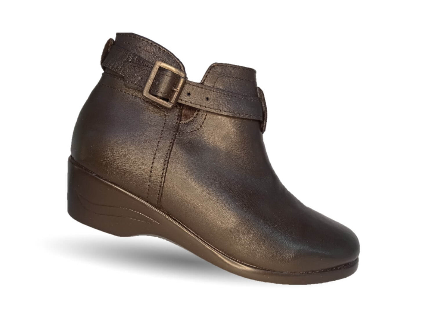 Bota de Confort y Casual de piel bovino con tacón medio con cierre interno Dorothy Bell 903 Café para mujer