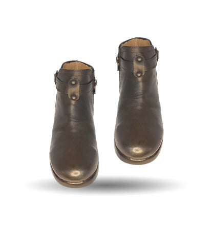 Bota de Confort y Casual de piel bovino con tacón medio con cierre interno Dorothy Bell 903 Café para mujer